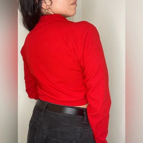 Fashion Nova Red Rebel Cropped Top Sweater - Picture 3 of 6